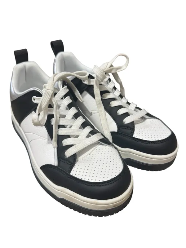 STEVE MADDEN Renegade Leather Sneakers 7 Black/White/Silver EUC - Image 2