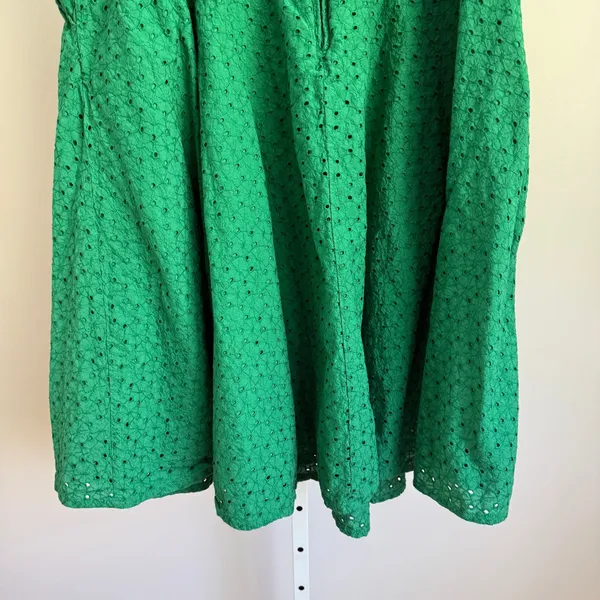 Timeless London Green Eyelet Dress UK20 US16 Flutter Sleeve Smocked‎ Casual - Image 8