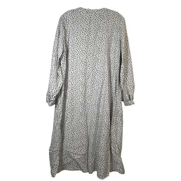 Croft & Barrow Intimates Womens XL White Grey Floral Cotton Flannel Nightgown - Image 2