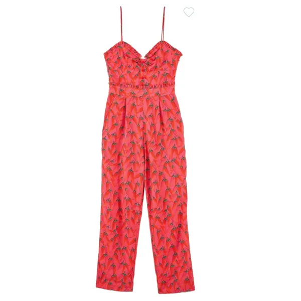 FARM Rio Pink Floral Ruffle Jumpsuit – Size Small - Image 2
