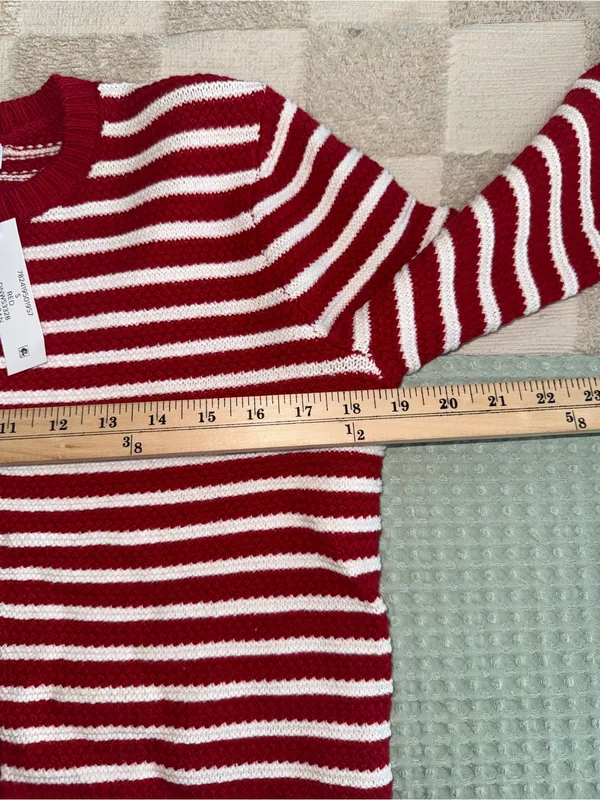 NWT Nine West Red and White Striped Button-Front Cardigan size Small - Image 3
