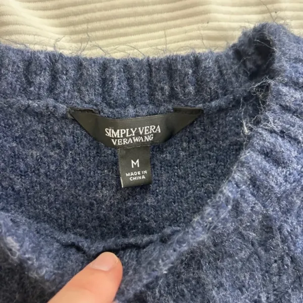 Simply Vera Vera Wang Navy Cable-Knit Crewneck Sweater - Image 2