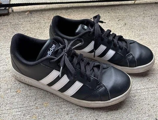 Adidas Black and White Sneakers Size 8 - Image 2