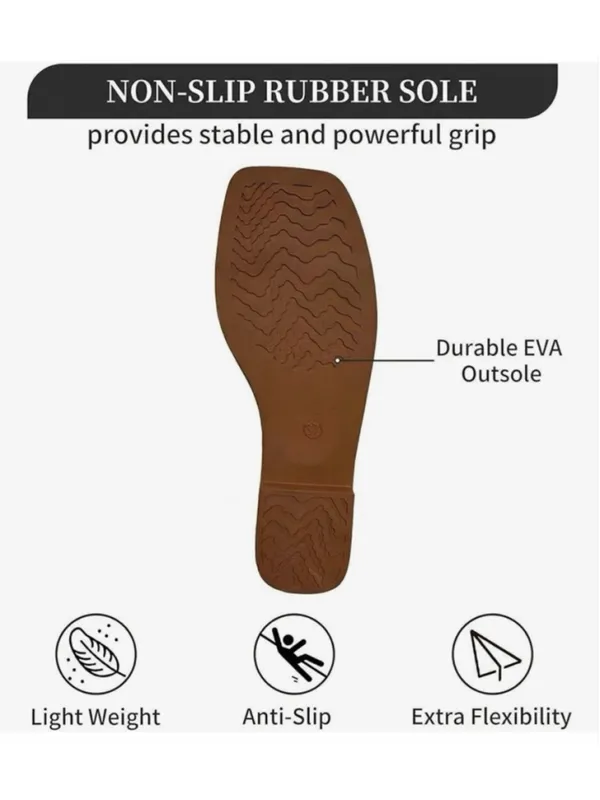 NEW Flat Sandals Comfortable Open Toe Slip On Waterproof 8.5 Brown - Image 6