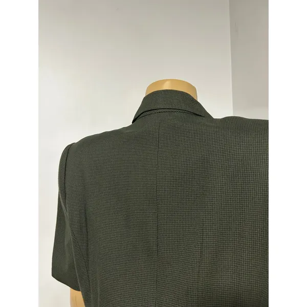 Kasper for ASL Vintage Olive Green Houndstooth Double Breasted Coat Dress 12 - Image 3