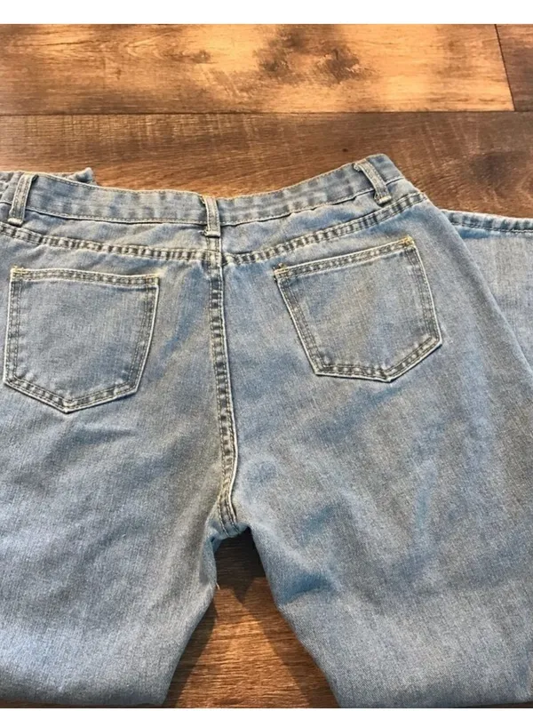 Ripped Light Blue Boyfriend Jeans - Casual Relaxed Fit - Image 9