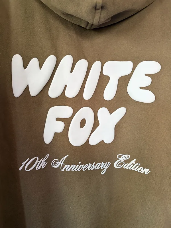 White Fox Hoodie Grey Baby Blue Graphics Size L/XL - Image 8