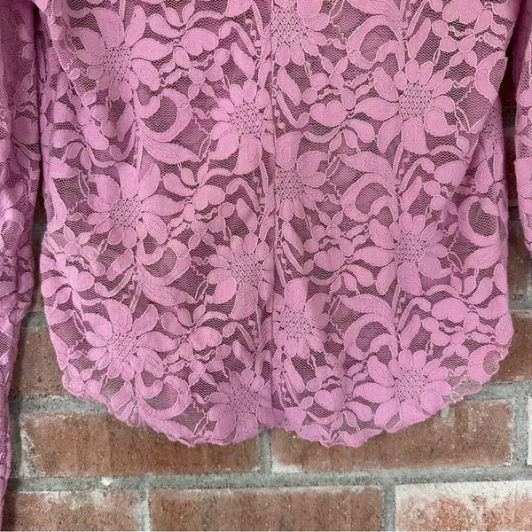 Intimately Free People Long Distance Floral Lace Shirt Women’s Large Pink Angel - Image 10
