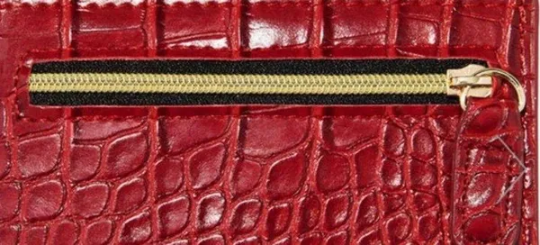 NEW B-Low The Belt Red Crocodile Embossed Vegan Leather Card Case Mini Wallet - Image 2