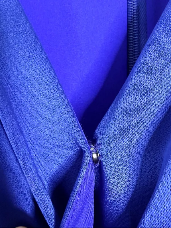 THEIA Size 4 Royal Blue Formal Maxi Dress Draped Sleeve Ruched Waist - Image 3