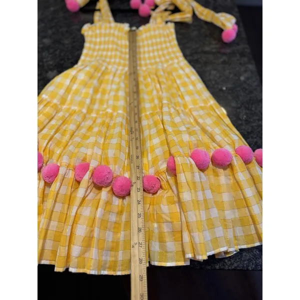 Sundress Pippa Dress Women's M/Large Yellow Gingham Check Pom Pom Boho Revolve - Image 9