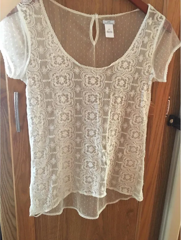 Aerie Pretty Luxuries Lace Shirt Top Blouse Size XS Extra Small - Image 4
