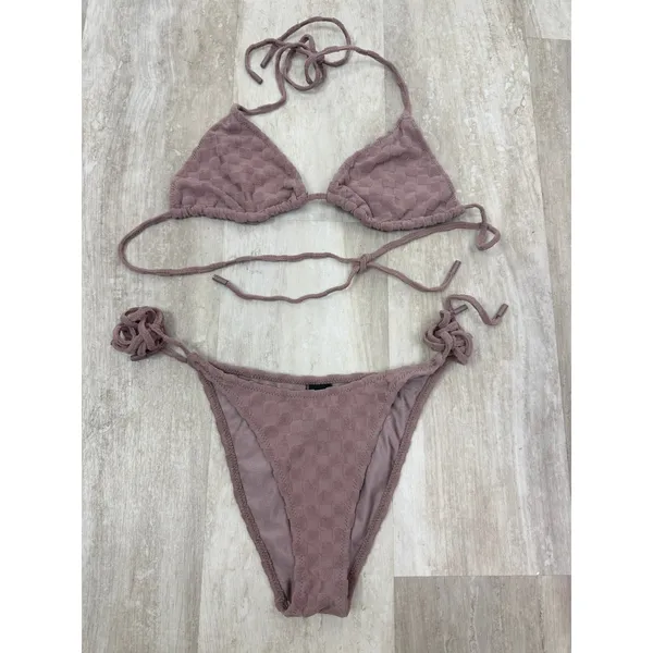 Triangl Vinca Deia Bikini Swimsuit Set Mauve Checkered texture Size XL/M - Image 4