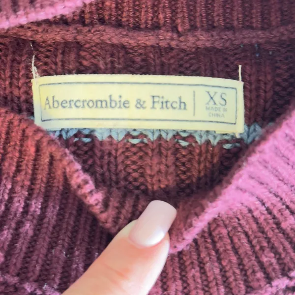 518 | Abercrombie & Fitch Sleeveless Mock Neck Sweater Tank Burgundy Striped‎ XS - Image 6