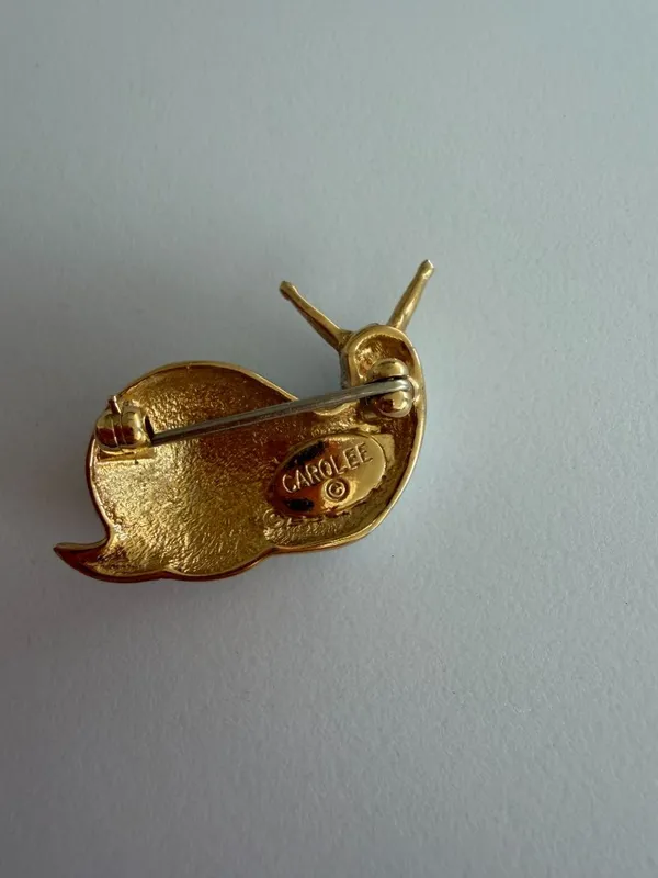 CAROLEE Gold Tone Rhinestone Snail Pin Brooch - Image 2