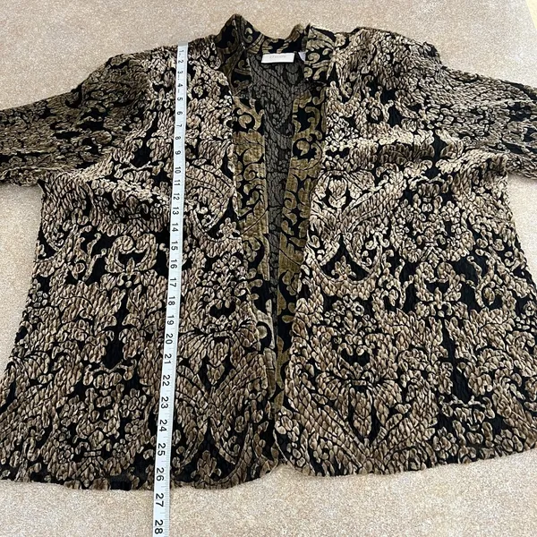 Chicos 3 Jacket Topper Womens XL Crinkle Velvet‎ Burnout Sheer Brown Whimsigoth - Image 2