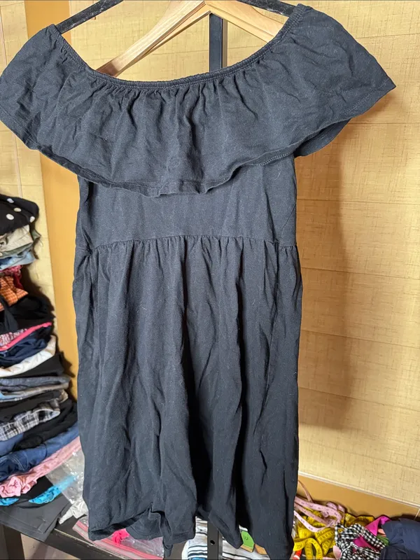 NWOT ASOS Black Off Shoulder Ruffle Button Front Mini Dress Size 4 - Image 8