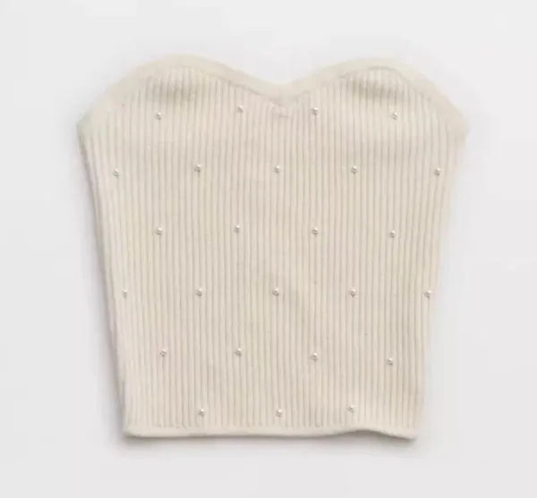 NWOT Aerie Pearl Ribbed Sweater Tube Top - Heather Frost - XL - Image 6