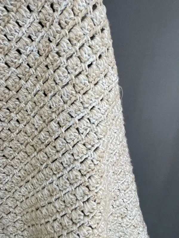 Handmade Crochet Wrap Shawl Cardigan Heather Beige - Image 8