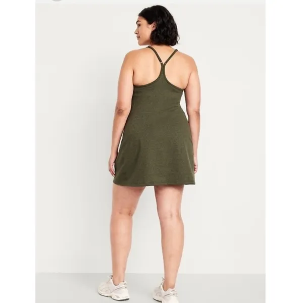 Old Navy NWT CloudComfy Active Dress XL Olive Green Heather Built-in Bra Shorts - Image 2