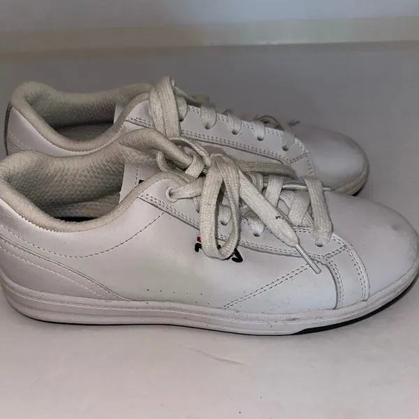 Fila‎ Reunion Women's White/Navy/Red Leather Sneakers Lace Up Low Top Shoes 8 - Image 4