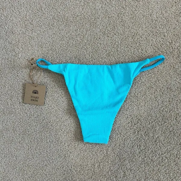 NWT Free People Toast Swim Signature Stitch Bottom in Turquoise Sea Rib Size XS - Image 4