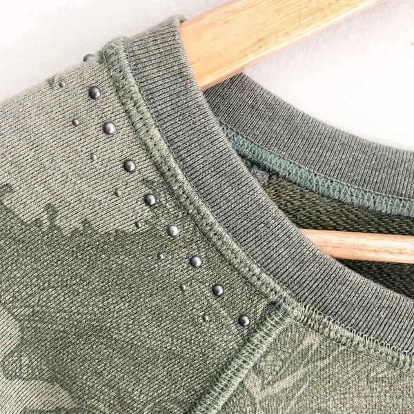 Maaji Sleek French Terry Crewneck Sweatshirt Olive Green Size Small - Image 7