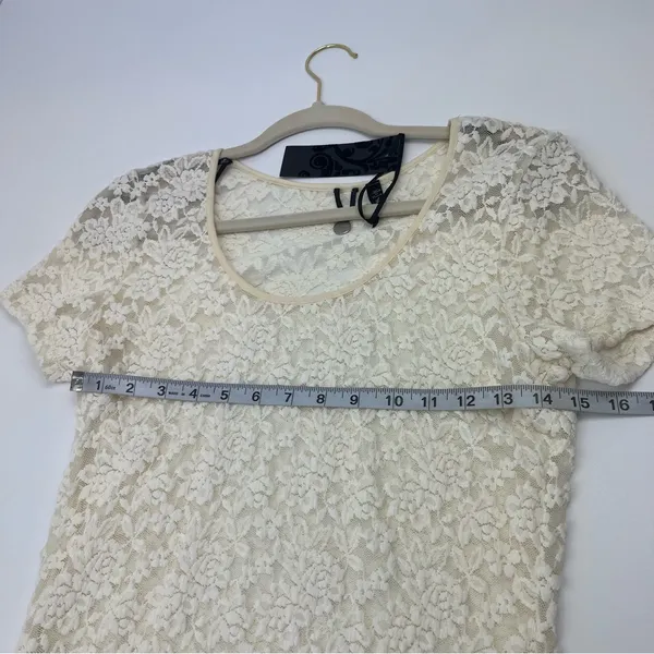 BKE‎ Boutique Buckle Cream Stretch Lace Mini Dress Tunic Womens Medium NEW *FLAW - Image 9