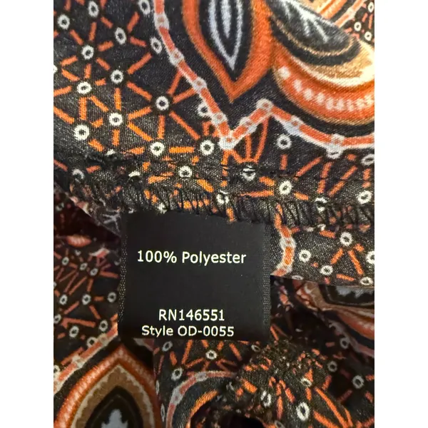 Paisley Maxi Dress Sleeveless Tie Neck Orange S boho whimsi resort festival y2k - Image 6