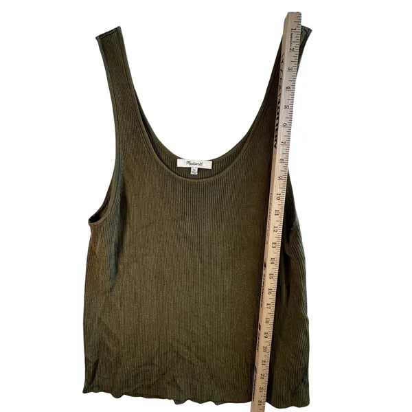 Madewell‎ Ribbed Tank Top Viscose Knit Dark Olive Green XL Summer Basic Capsule - Image 7