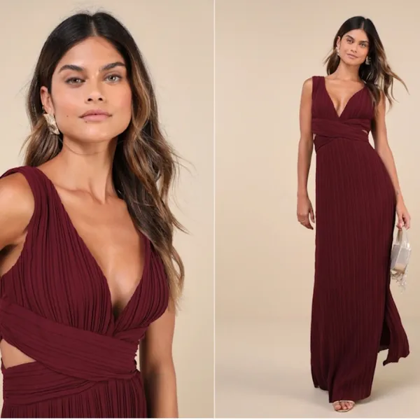 LULU's Prom Chic Elegant Sexy Romantic Flowy Bridesmaid Wedding Formal Maxi - Image 2