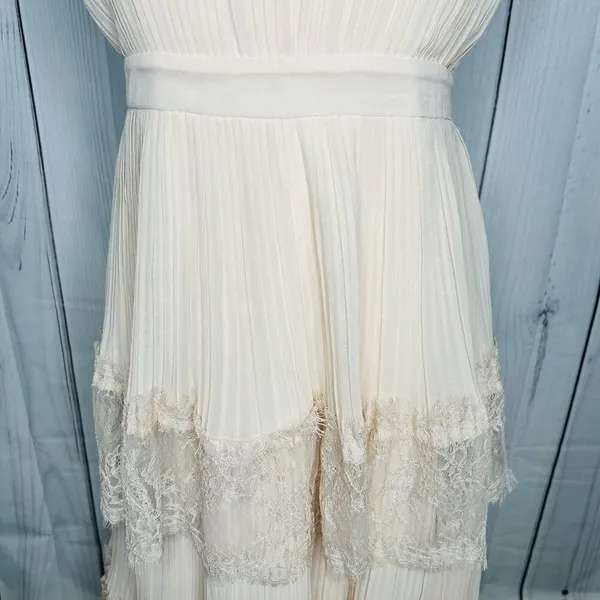 NWT Just Me Women's Pink Lace Ruffle Tiered Boho Sleeveless Pleated Dress Size M - Image 3