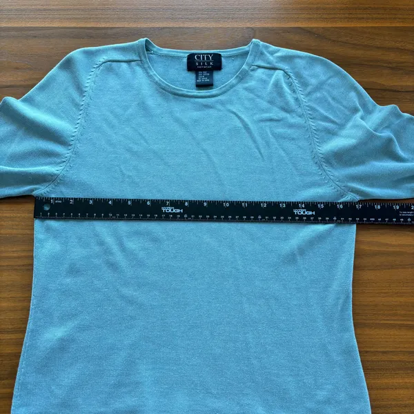 2000s Vintage City Silk Knitwear Blue 3/4 Sleeve Silk Cotton Sweater Y2K Size M - Image 6