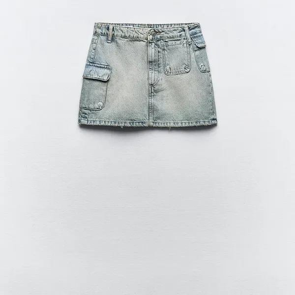 NWT ZARA DENIM CARGO MINI SKIRT. Size Large - Image 5