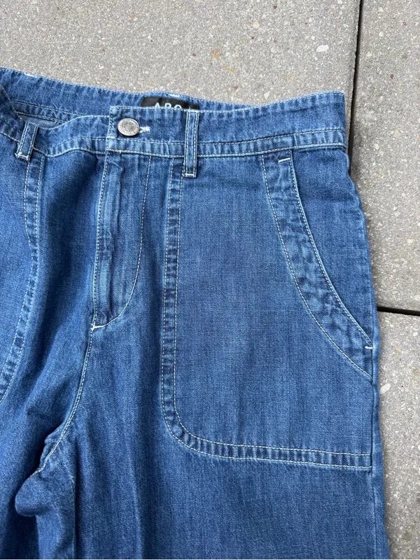 A.P.C. Seaside Indigo Delave Wide Leg Patch Pocket Jeans 26 - Image 3