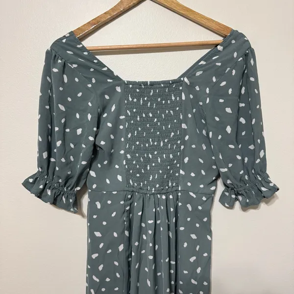 Abercrombie & Fitch Polka Dot Midi Dress Size XS Teal Green - Image 7