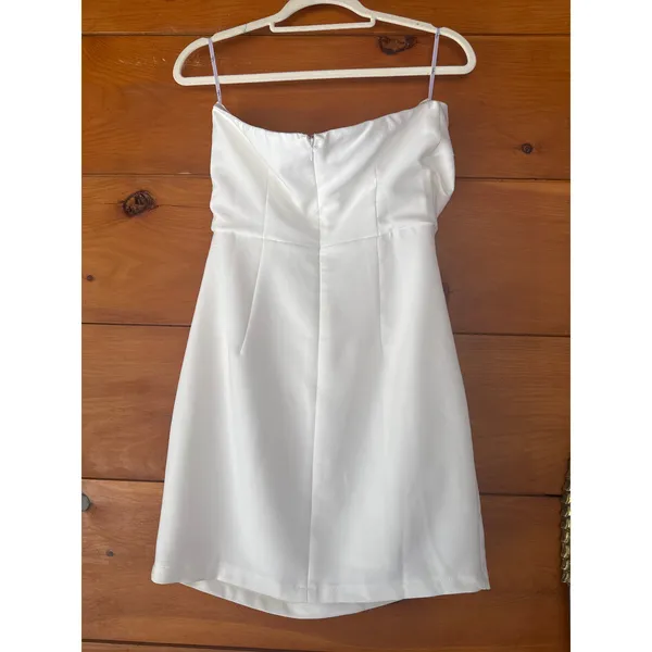 Lulus Festive Occasion White Ruched Strapless Bodycon Dress Party Classy Large - Image 3