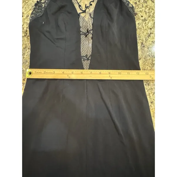Janine VTG 90s Lace Illusion Bodycon gown black Evening Prom Y2K Size Small - Image 9