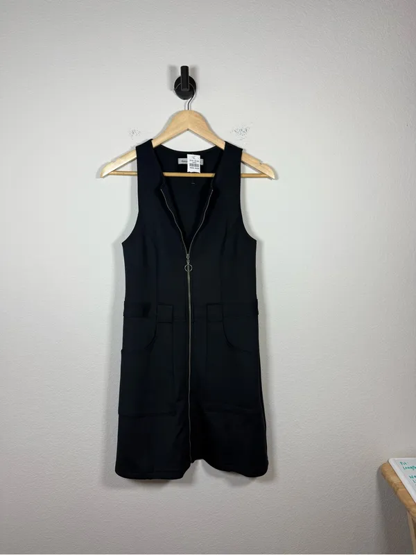 Abercrombie & Fitch Full Zip Mini Dress Womens Medium Black Stretch Golf Style - Image 2