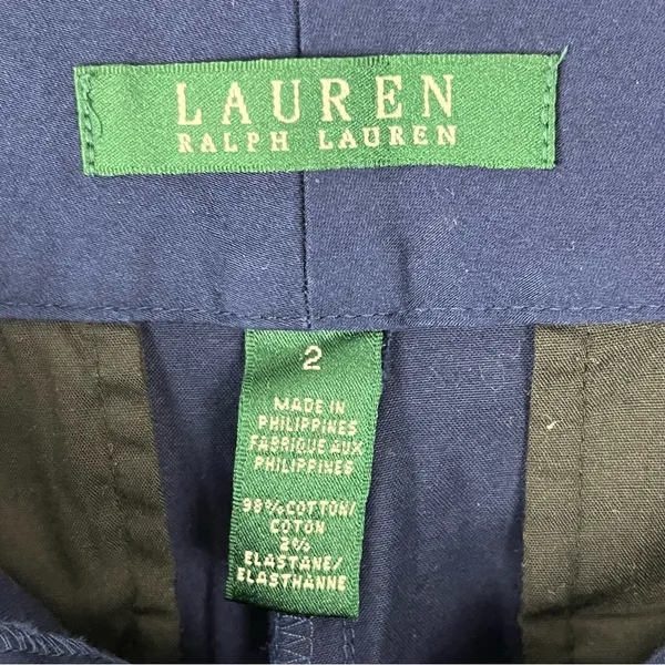 LAUREN RALPH LAUREN Navy Gold Buttons Pockets Bermuda Shorts 2 Preppy Modest - Image 4