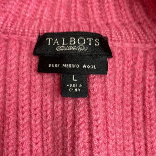 Talbots hot pink knit merino wool blazer cardigan Large - Image 3