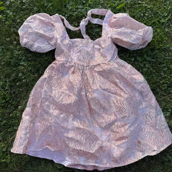 Davina Jacquard Babydoll Mini Dress - Blush - Image 3