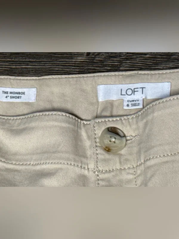 LOFT Monroe Curvy 4” Chino Shorts Beige Size 6 Women’s Classic Summer - Image 5