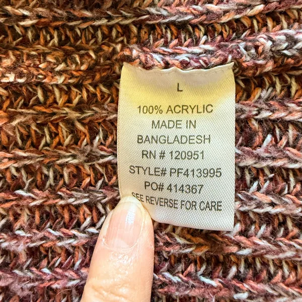 Pink Rose Large Burgundy Marl Open Front Chunky Knit Cardigan Warm Fall Sweater - Image 4
