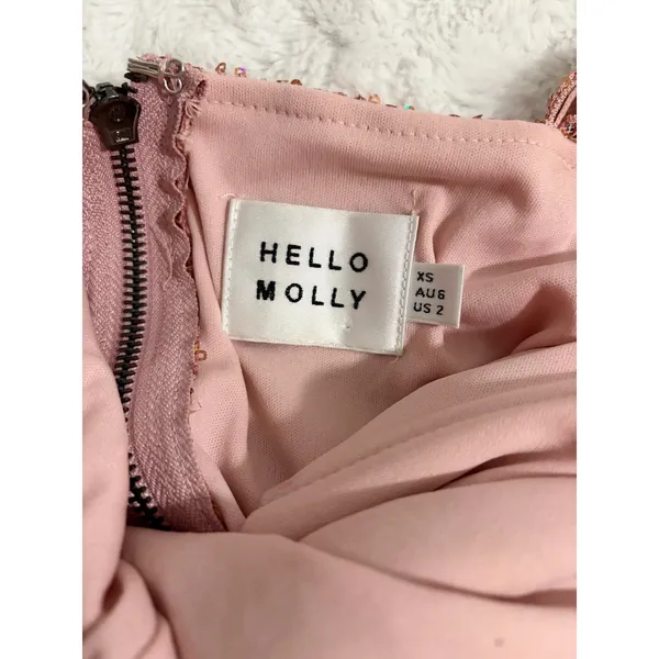 Hello Molly Pink Frequent The Club Sequin Draped Sleeves Ruched Mini Dress 2 - Image 6