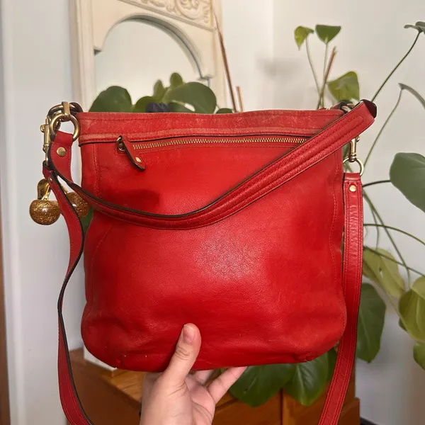 Red Coach Crossbody Bag Leather - Image 4
