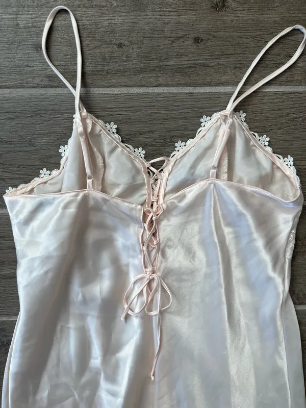 Vintage Dentelle Light Pink Robe & Slip Set Size L - Image 3