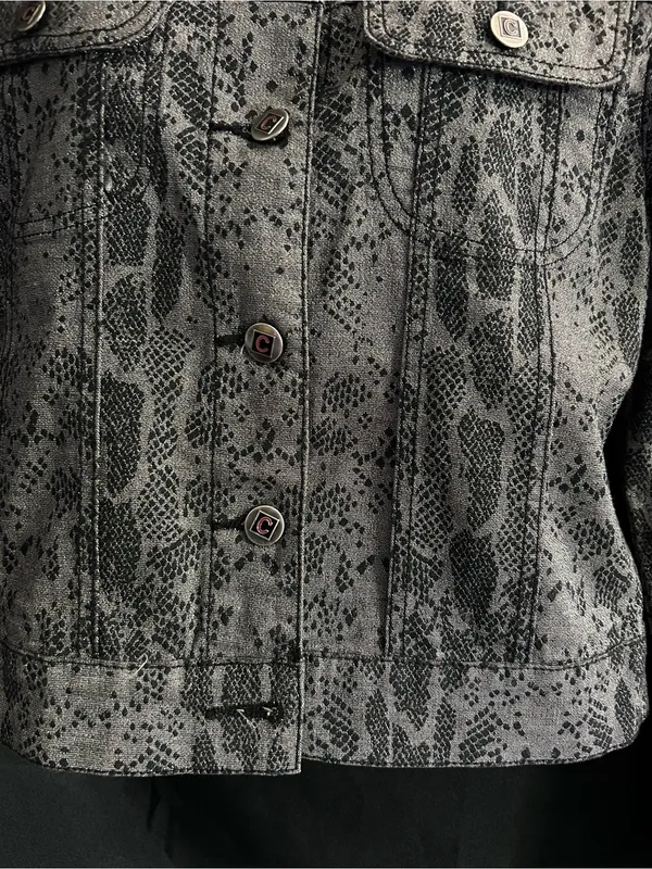 Crest Vintage Womens Grey Snake-Print Blazer Jacket SM - Image 9