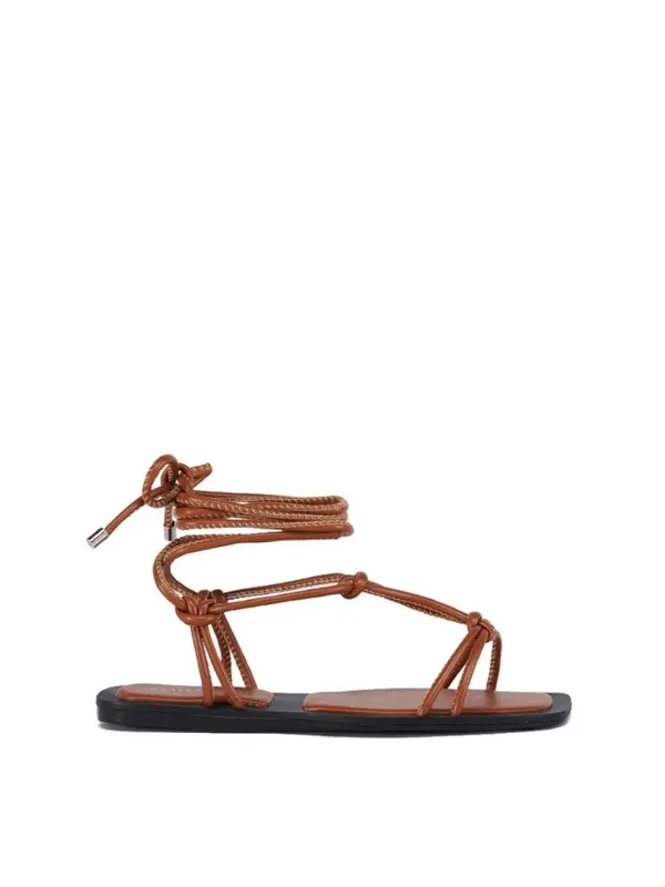 AZALEA WANG Leandro Tan Lace Up Flats Sandals Sz 7 NEW NIB - Image 3