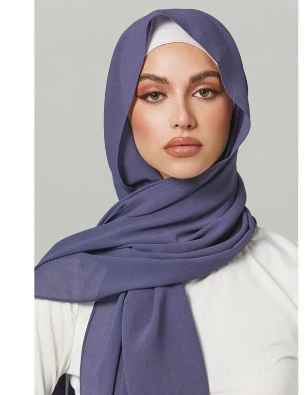 Zahraa Hijab Luxe Chiffon Purple New Muslim Head Covering Scarf Yara New​ - Image 2